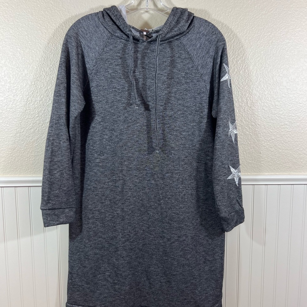 Poof Apparel Sweatshirt Hoodie Dress Gray Size Medium